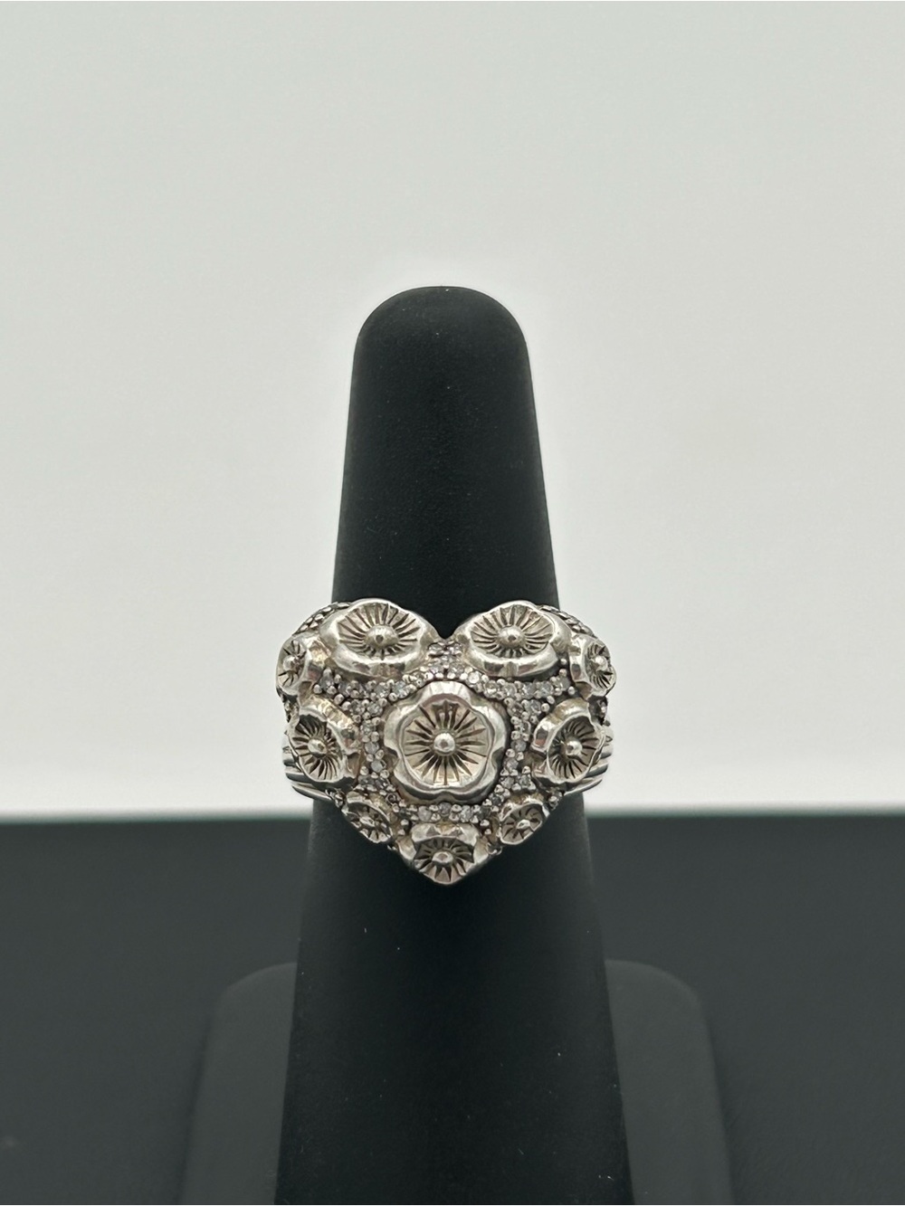 Stephen Dweck Sterling Silver Floral Heart Ring
